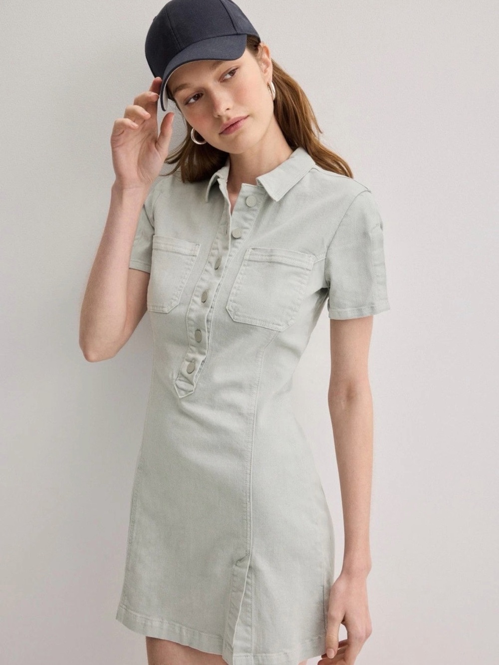 Hudson Light Wash Denim Mini Shirt Dress Size 28 MSRP $245